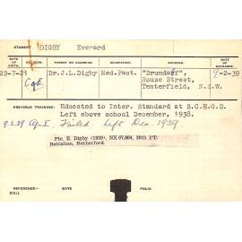 DIGBY, Everard (Hawkesbury Diploma of Agriculture (HDA) (First Year Certificate))