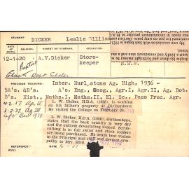 DICKER, Leslie William (Hawkesbury Diploma of Agriculture (HDA))