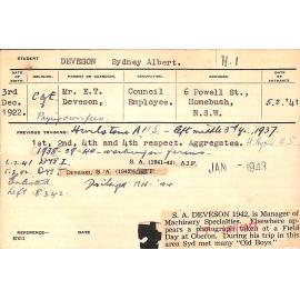 DEVESON, Sydney Albert (Hawkesbury Diploma in Dairy (HDD))