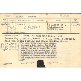 DAVIS, Robert (Hawkesbury Diploma in Dairy (HDD))