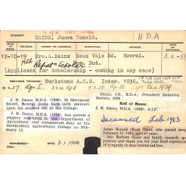 DAINS, James Ronald (Hawkesbury Diploma of Agriculture (HDA))