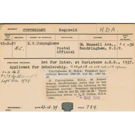 CUNYNGHAME, Reginald (Hawkesbury Diploma of Agriculture (HDA))
