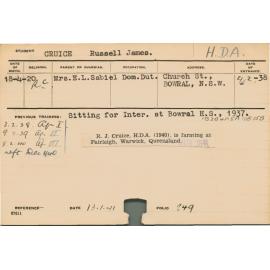 CRUICE, Russell James (Hawkesbury Diploma of Agriculture (HDA))