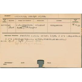 CRAWFORD, George Bryce (Course Not Identified)