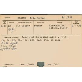 COSIER, Eric Norman (Hawkesbury Diploma of Agriculture (HDA))