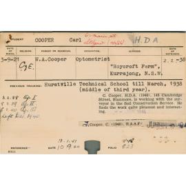 COOPER, Carl (Hawkesbury Diploma of Agriculture (HDA))