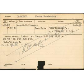 CLEMENT, Henry Frederick (Hawkesbury Diploma of Agriculture (HDA))