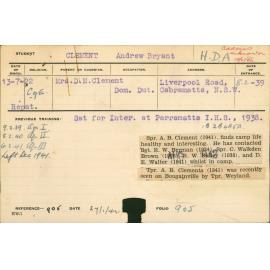 CLEMENT, Andrew Bryant (Hawkesbury Diploma of Agriculture (HDA))