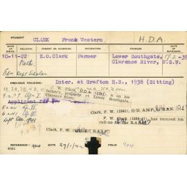 CLARK, Frank Western (Hawkesbury Diploma of Agriculture (HDA) - Honours Class II)