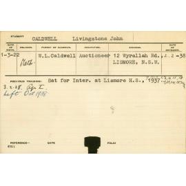 CALDWELL, Livingstone John (Hawkesbury Diploma of Agriculture (HDA))
