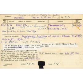 BUSSELL, Brian William (Hawkesbury Diploma in Dairy (HDD) (Honours Class II))