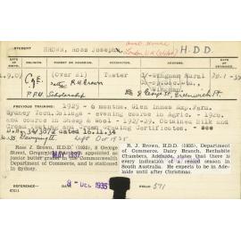 BROWN, Ross Joseph (Dairying II & Hawkesbury Diploma in Dairy (HDD))