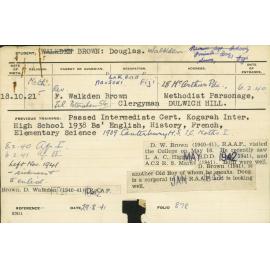 BROWN, Douglas (Doug) Walkden (Hawkesbury Diploma of Agriculture (HDA))