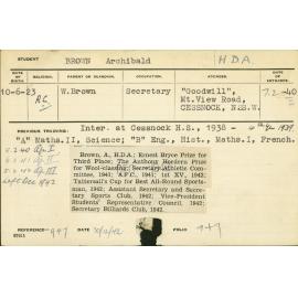 BROWN, Archibald (Hawkesbury Diploma of Agriculture (HDA))