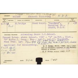 BRIDGE, Kenneth Pickering (Hawkesbury Diploma of Agriculture (HDA))
