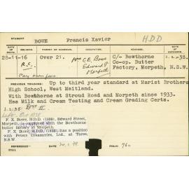 BOWE, Francis Xavier (Hawkesbury Diploma in Dairy Technology (HDDT))