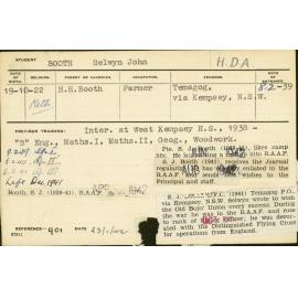 BOOTH, Selwyn John (Hawkesbury Diploma of Agriculture (HDA))