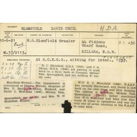 BLOMFIELD, David Cecil (Hawkesbury Diploma of Agriculture (HDA))
