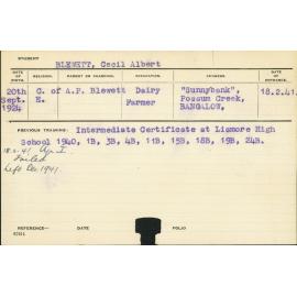 BLEWETT, Cecil Albert (Hawkesbury Diploma of Agriculture (HDA))