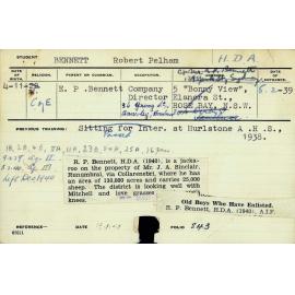 BENNETT, Robert Pelham (Hawkesbury Diploma of Agriculture (HDA))