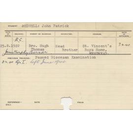 BEDWELL, John Patrick (Hawkesbury Diploma of Agriculture (HDA) (First Year Certificate))
