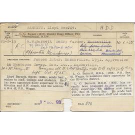 BARNETT, Lloyd George (Hawkesbury Diploma in Dairying (HDD))