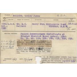 BALLARD, Linley James (Hawkesbury Diploma of Agriculture (HDA))