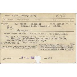 BAKER, Hedley Oxley (Hawkesbury Diploma in Dairying (HDD))