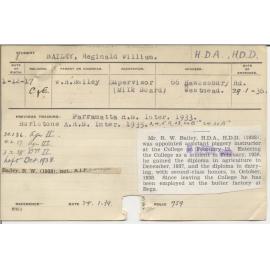 BAILEY, Reginald William (Hawkesbury Diploma of Agriculture (HDA) & Hawkesbury Diploma in Dairying (HDD))