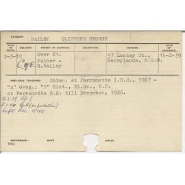 BAILEY, Clifford George (Hawkesbury Diploma of Agriculture (HDA))