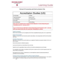 Learning Guide - Accreditation Studies (UG) (101943) - Autumn 2017