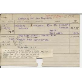 AMBROSE, William Rosslyn (Hawkesbury Diploma of Agriculture (HDA))