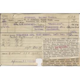 ANDERSON, Walter Thomas (Hawkesbury Diploma of Agriculture (HDA))