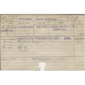 ANDRIESSE, James Anthonie (Hawkesbury Diploma of Agriculture (HDA))