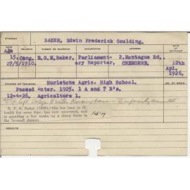 BAKER, Edwin Frederick Goulding (Course Not Identified)