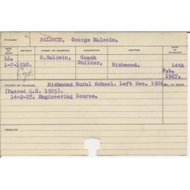 BALDWIN, George Malcolm (Engineering Course)