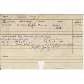 BARBER, Robert (Dairy Science Course & Short Course - Dairying)