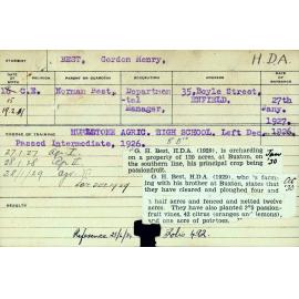 BEST, Gordon Henry (Hawkesbury Diploma of Agriculture (HDA))