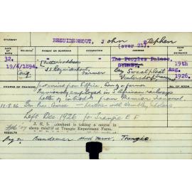 BEZUIDENHOUT, John Stephen (Practical Course - General)