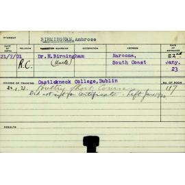 BIRMINGHAM, Ambrose (Short Course - Poultry)