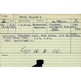 BLACK, Kenneth L (Certificate - Agriculture 2)