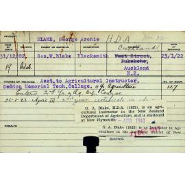 BLAKE, George Archie (Hawkesbury Diploma of Agriculture (HDA))