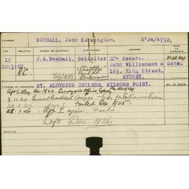 BOXHALL, John Kensington (Hawkesbury Diploma of Agriculture (HDA))