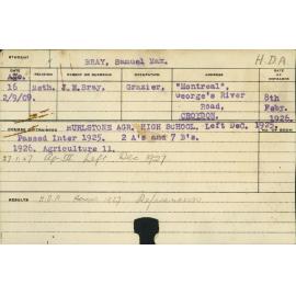 BRAY, Samuel Max (Hawkesbury Diploma of Agriculture (HDA))