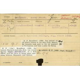 BROADBENT, Harry (Jim) Frank (Hawkesbury Diploma of Agriculture (HDA) (First year certificate only))