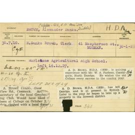 BROWN, Alexander Danks (Hawkesbury Diploma of Agriculture (HDA))