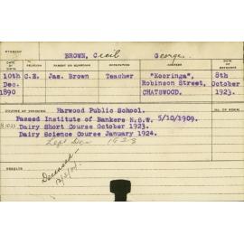 BROWN, Cecil George (Short course - Dairy)