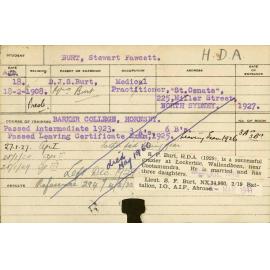 BURT, Stewart Fawcett (Hawkesbury Diploma of Agriculture (HDA))