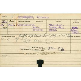 BUTTERWORTH, Valdemar (Hawkesbury Diploma of Agriculture (HDA) - First Years Certificate)