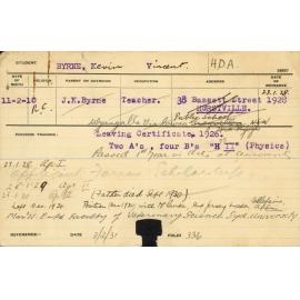 BYRNE, Kevin Vincent (Hawkesbury Diploma of Agriculture (HDA) (Dux & Honours Class I))